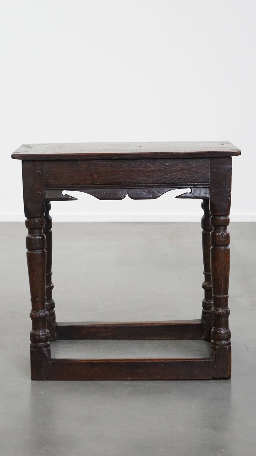 Charming And Versatile Signed Antique English Oak Joint Stool/Side Table From The 17th Century photo Furniture