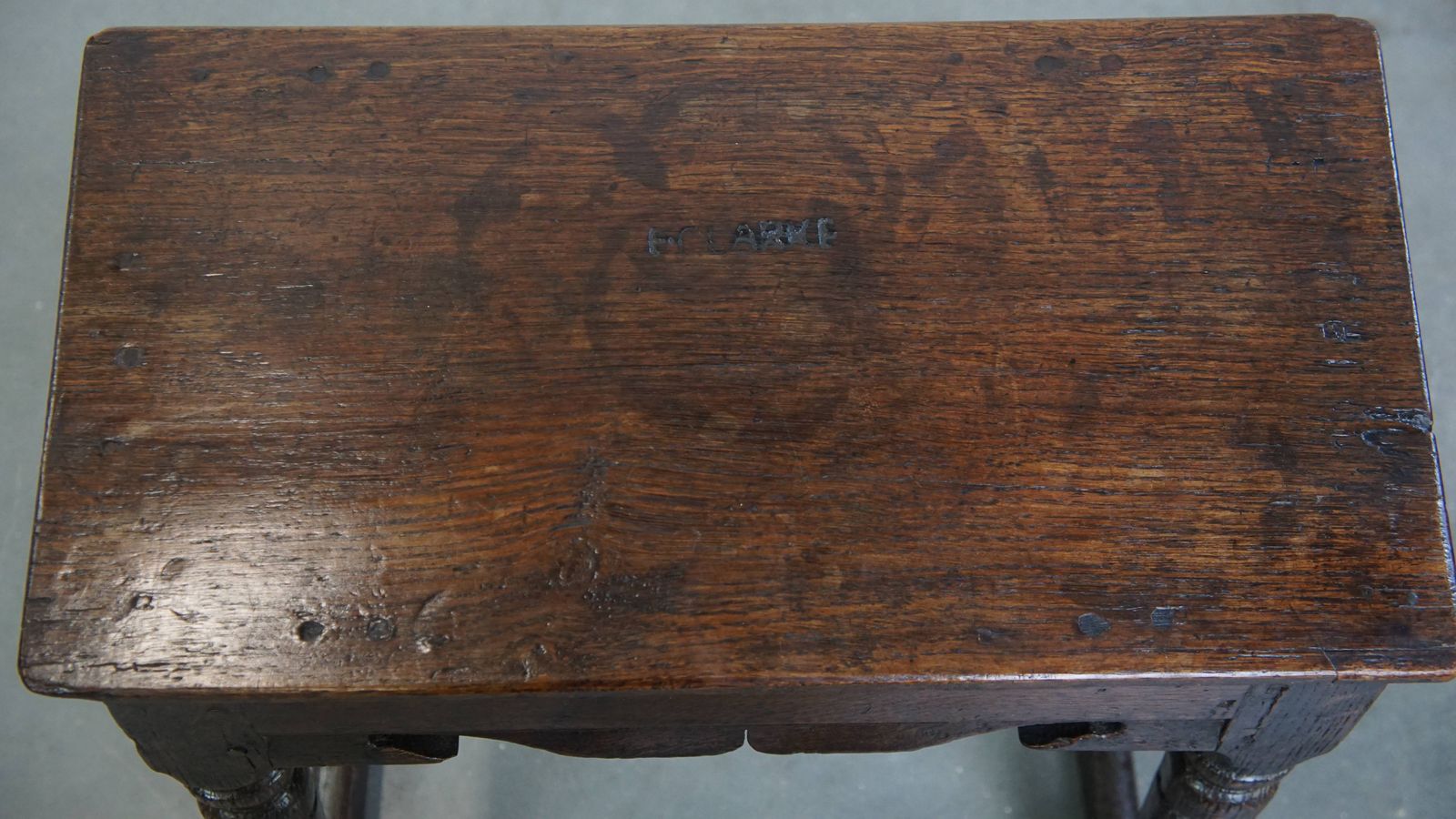 Charming And Versatile Signed Antique English Oak Joint Stool/Side Table From The 17th Century photo vinterior
