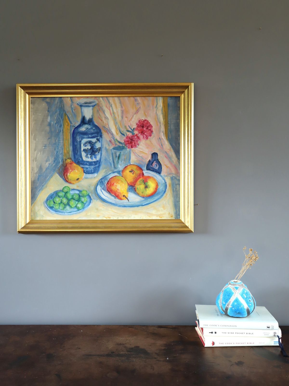Fruit & Vase On A Table  Oil Painting photo furniture