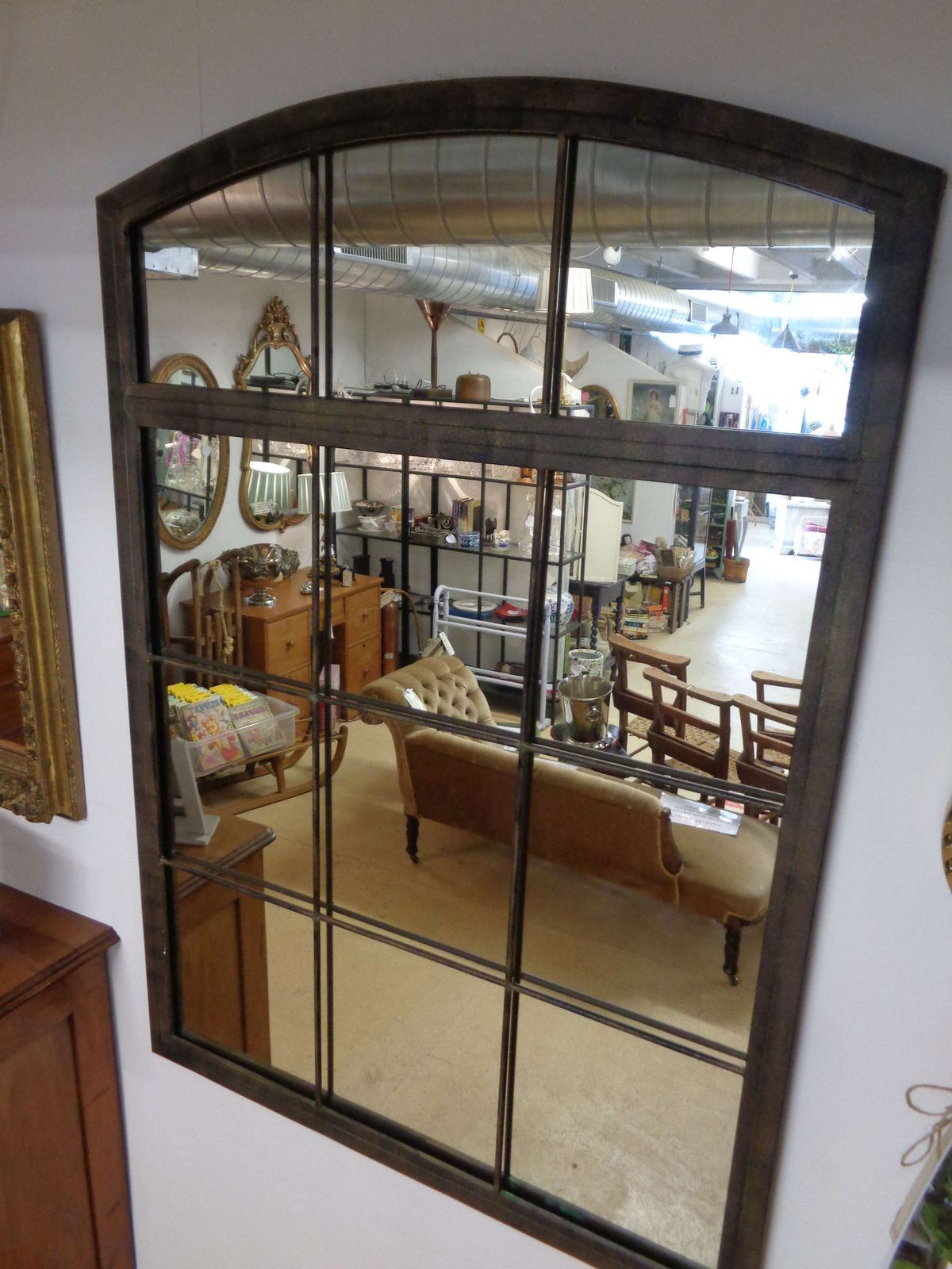 Impressive Industrial Style Metal Wall Mirror photo vinterior