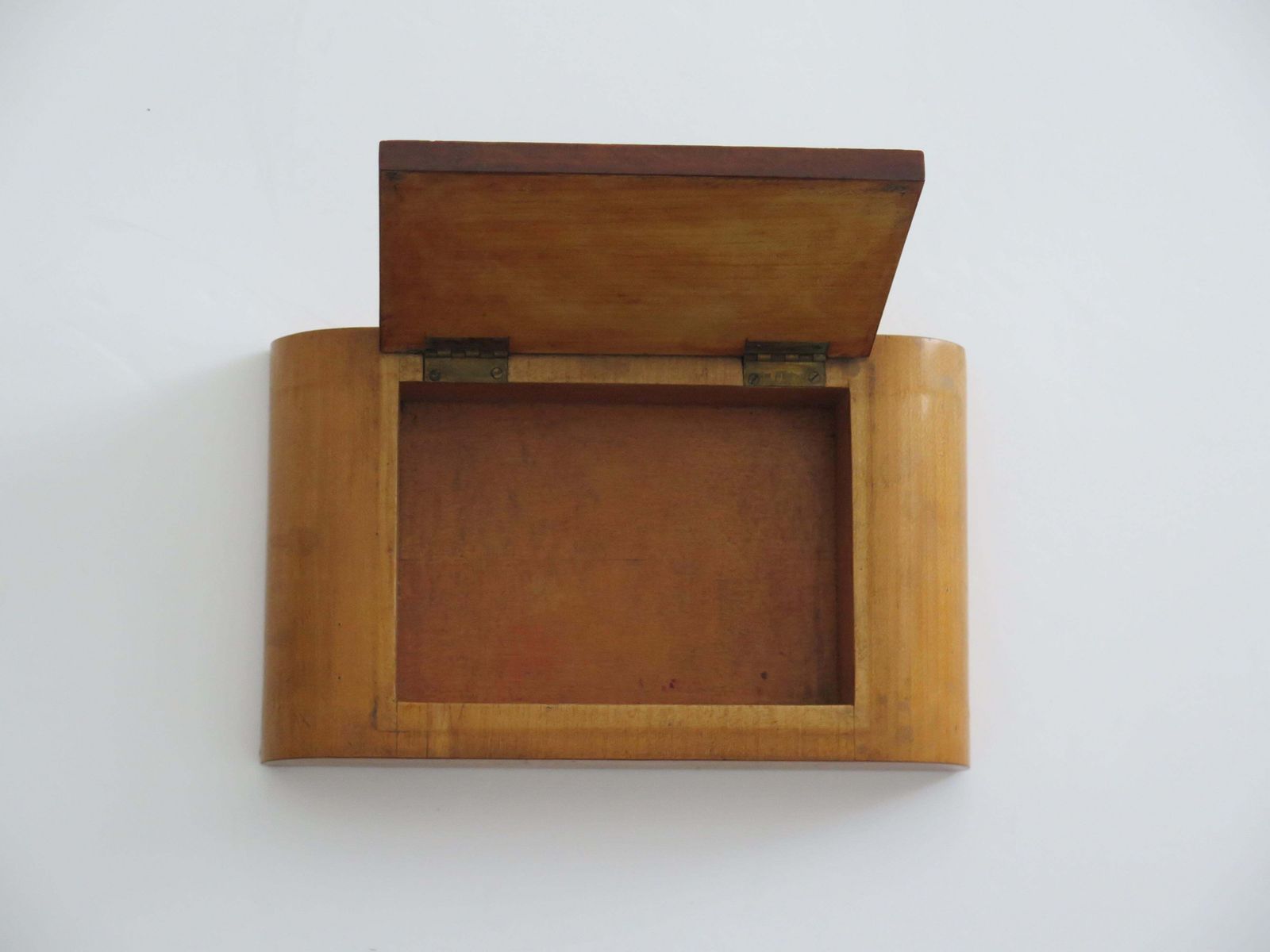 Art Deco Lidded Box Burr Walnut Hinged Lid On Pale Wood Base, Circa 1925 photo buy