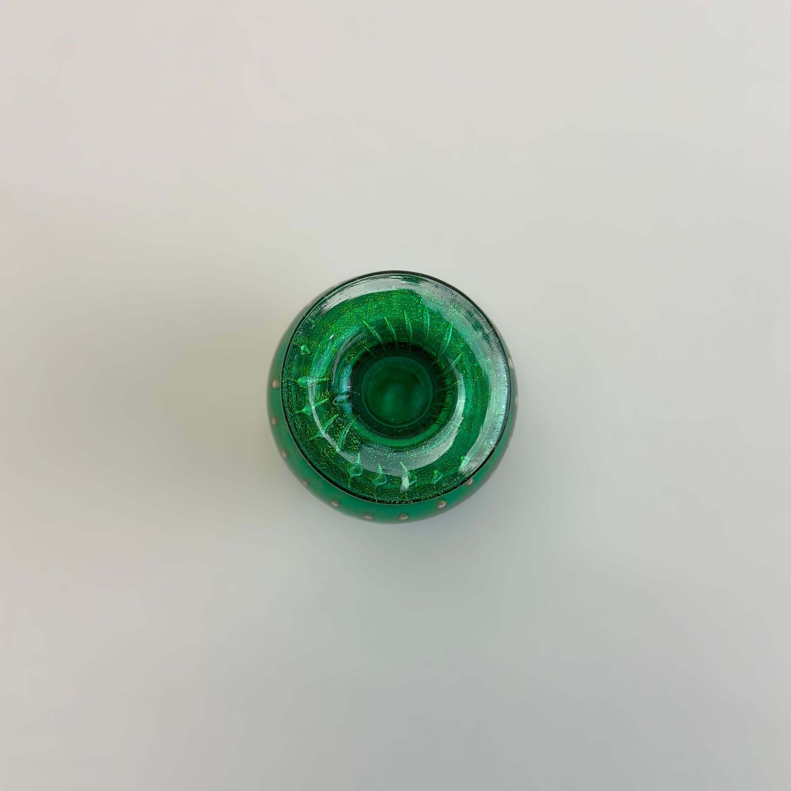 Small Murano Glass Vase In Green And Gold Bullicante, Italy, 1980s photo buy