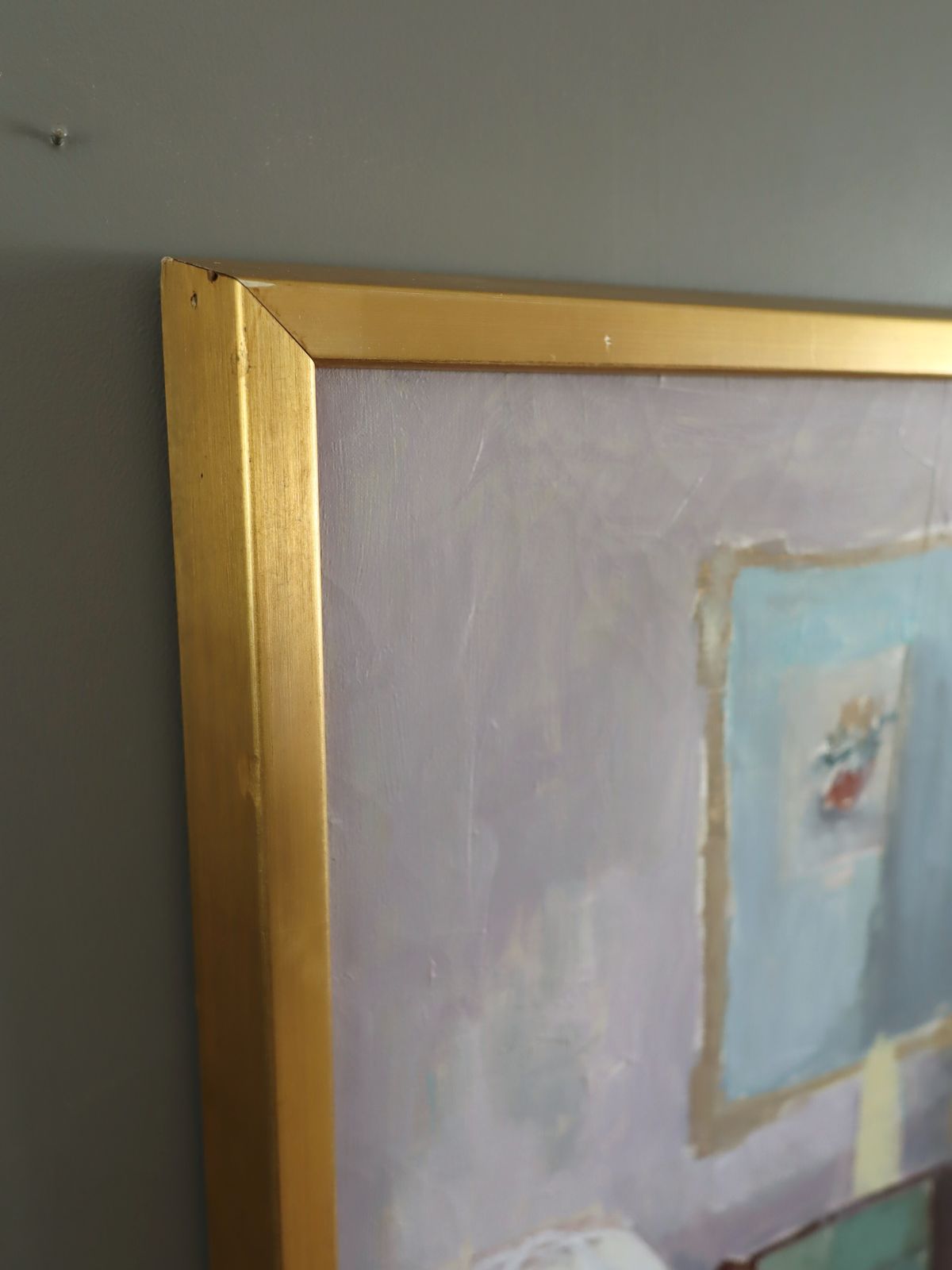 Interior With Desk, Oil Painting photo vintage