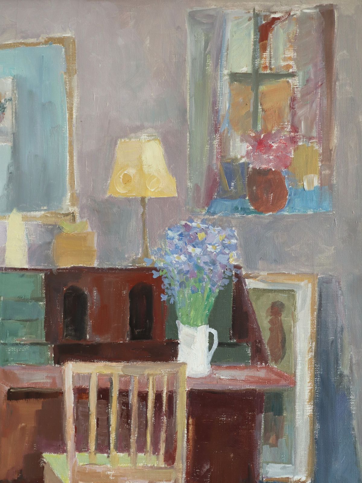 photo furniture Interior With Desk, Oil Painting