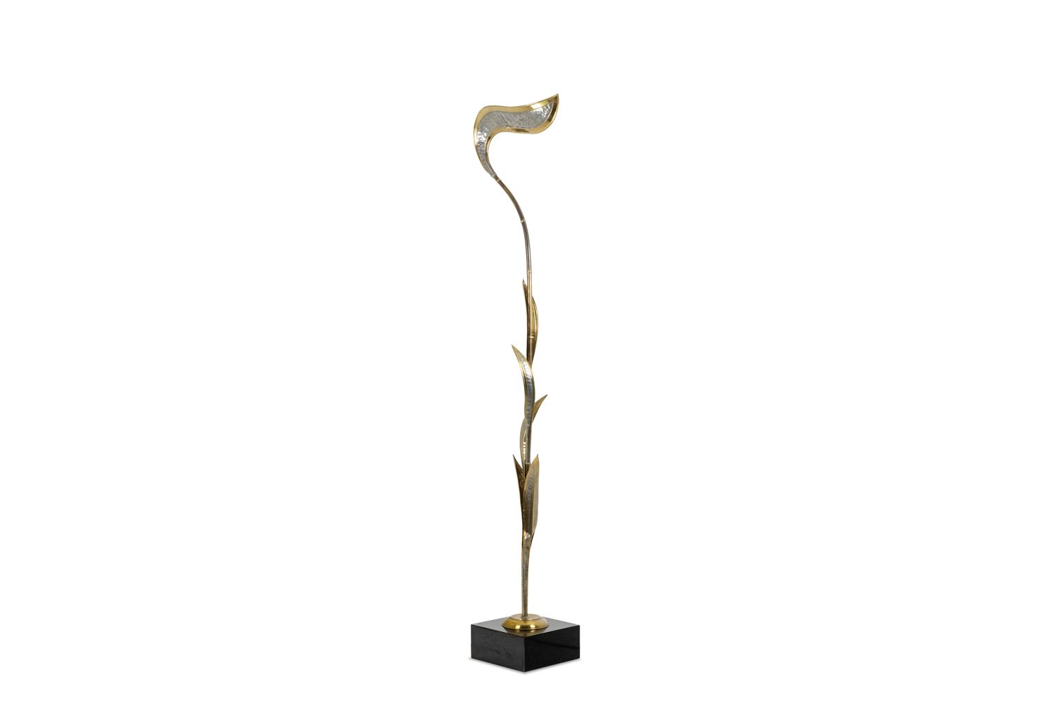 Maison Honoré. Golden Brass Floor Lamp. Circa 1970.