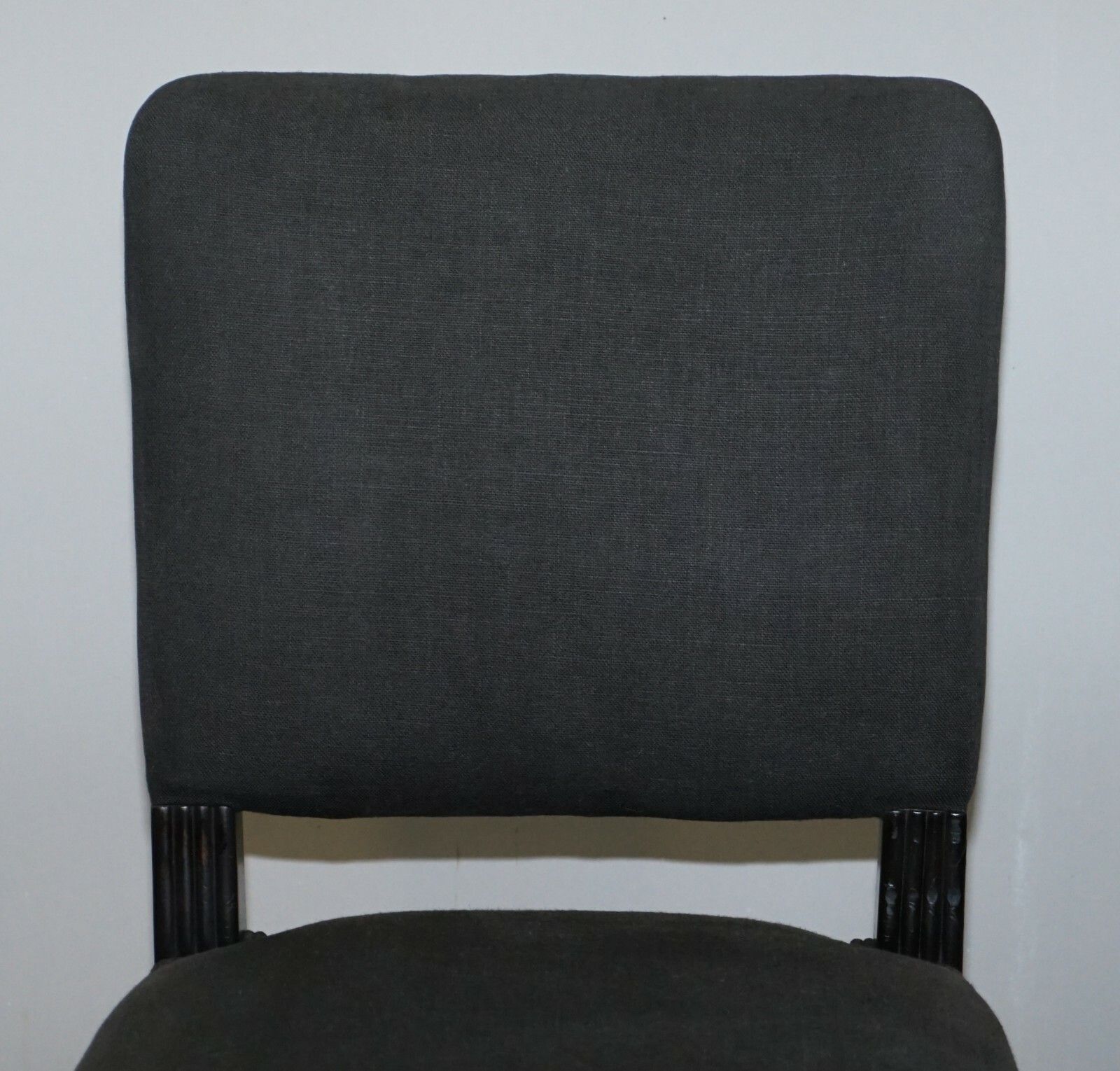 Lovely Pair Of Eichholtz Occasional Chairs Ebonised Frames Grey Linen Upholstery photo Furniture
