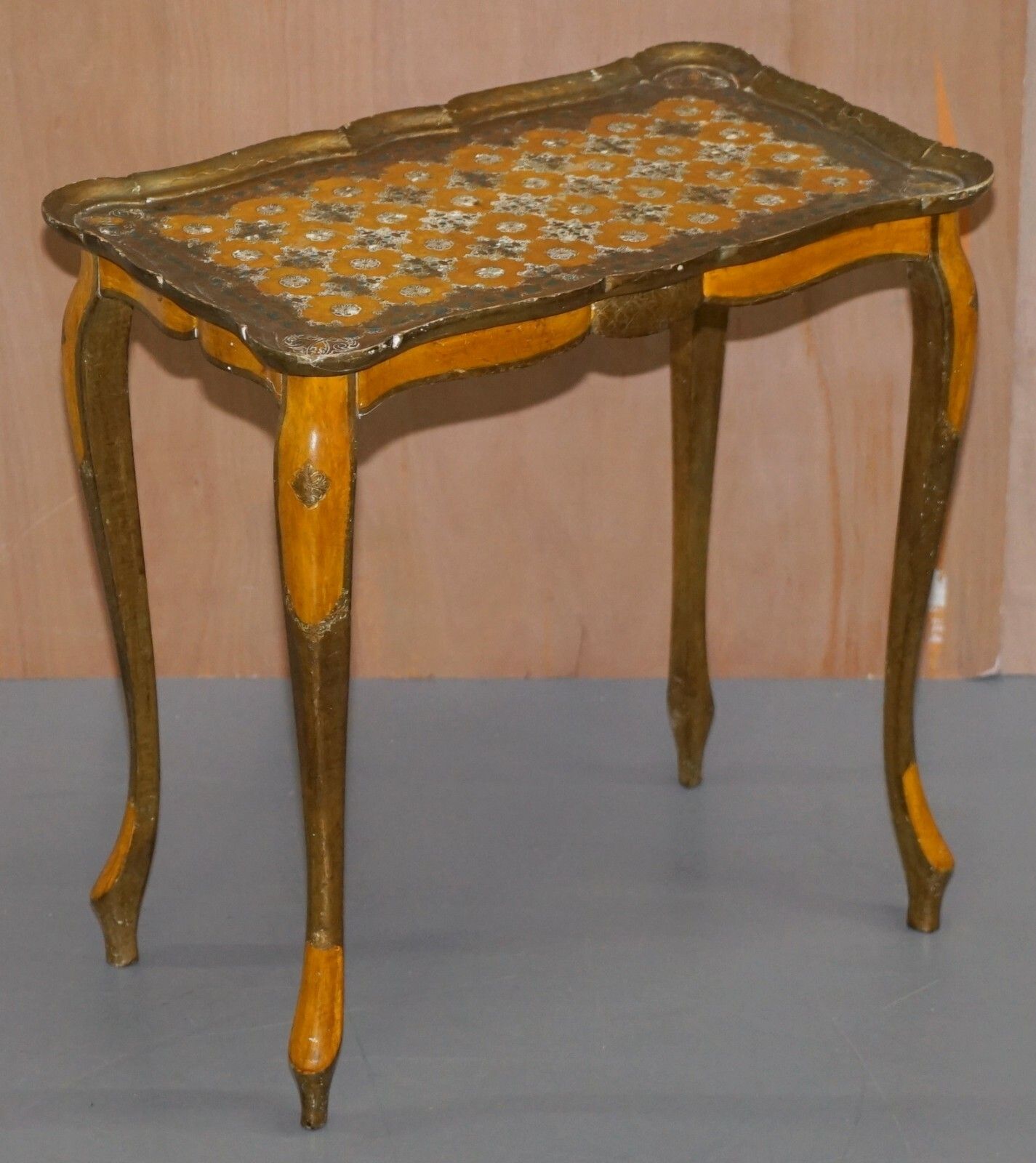 Nest Of Three G Serraglini Firenze Tables Made In Italy Hand Painted Distressed photo furniture