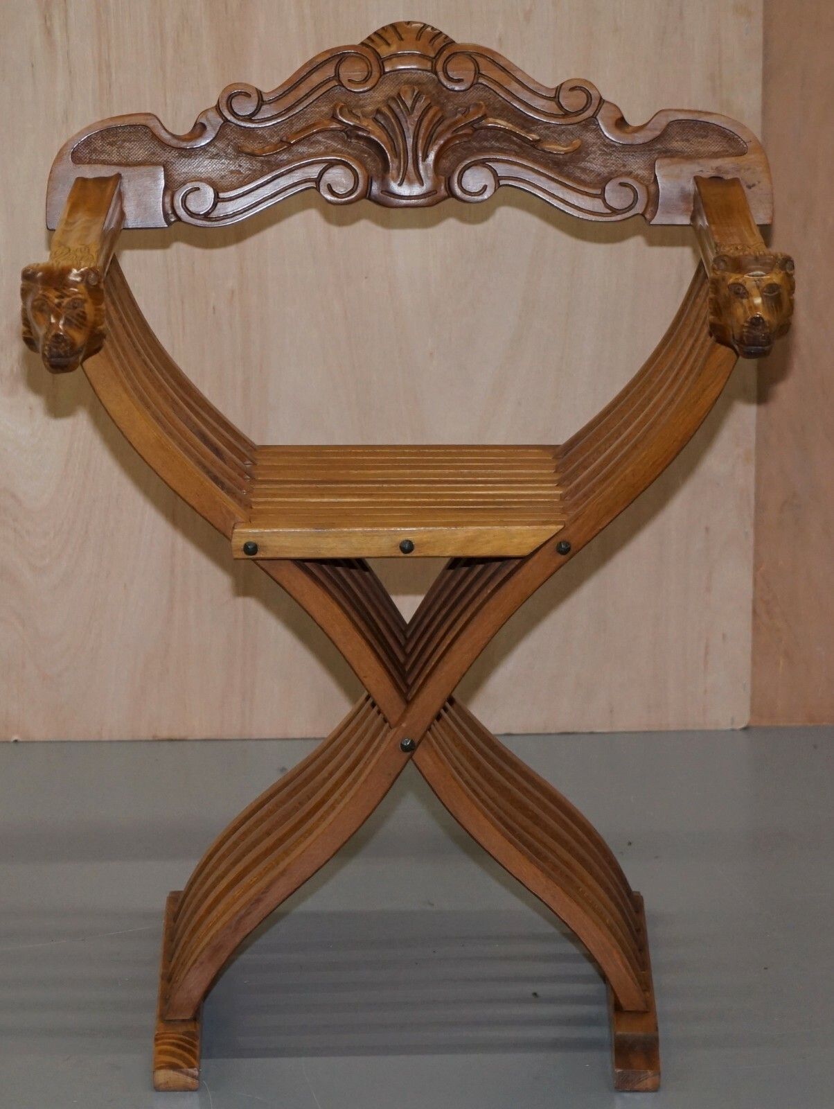 One Two Decorative Folding Savonarola Armchairs With Lion Head Well Carved Arms photo furniture