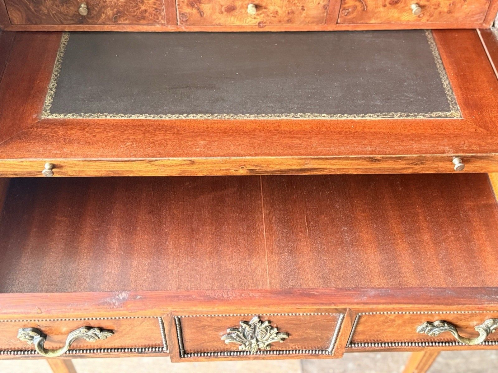 photo buy French Empire Louis XVI Marquetry Burr Antique Desk Roll Top Bureau Desk C 1880
