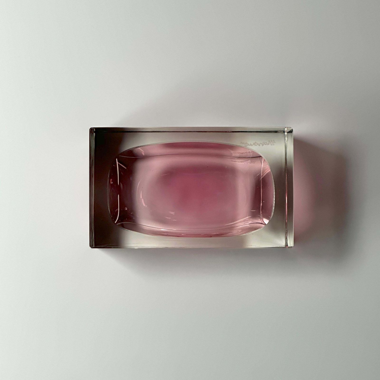 1980s Murano Pink Sommerso Glass Faceted Bowl, Mandruzzato, Italy photo vinterior