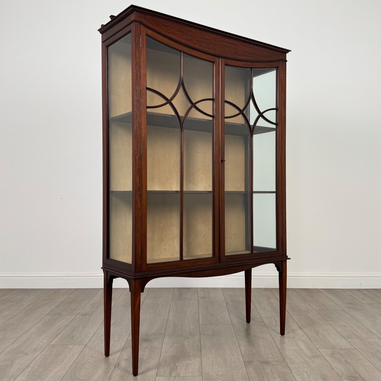 photo for sale Antique 20th Century Glazed Display Cabinet In Mahogany
