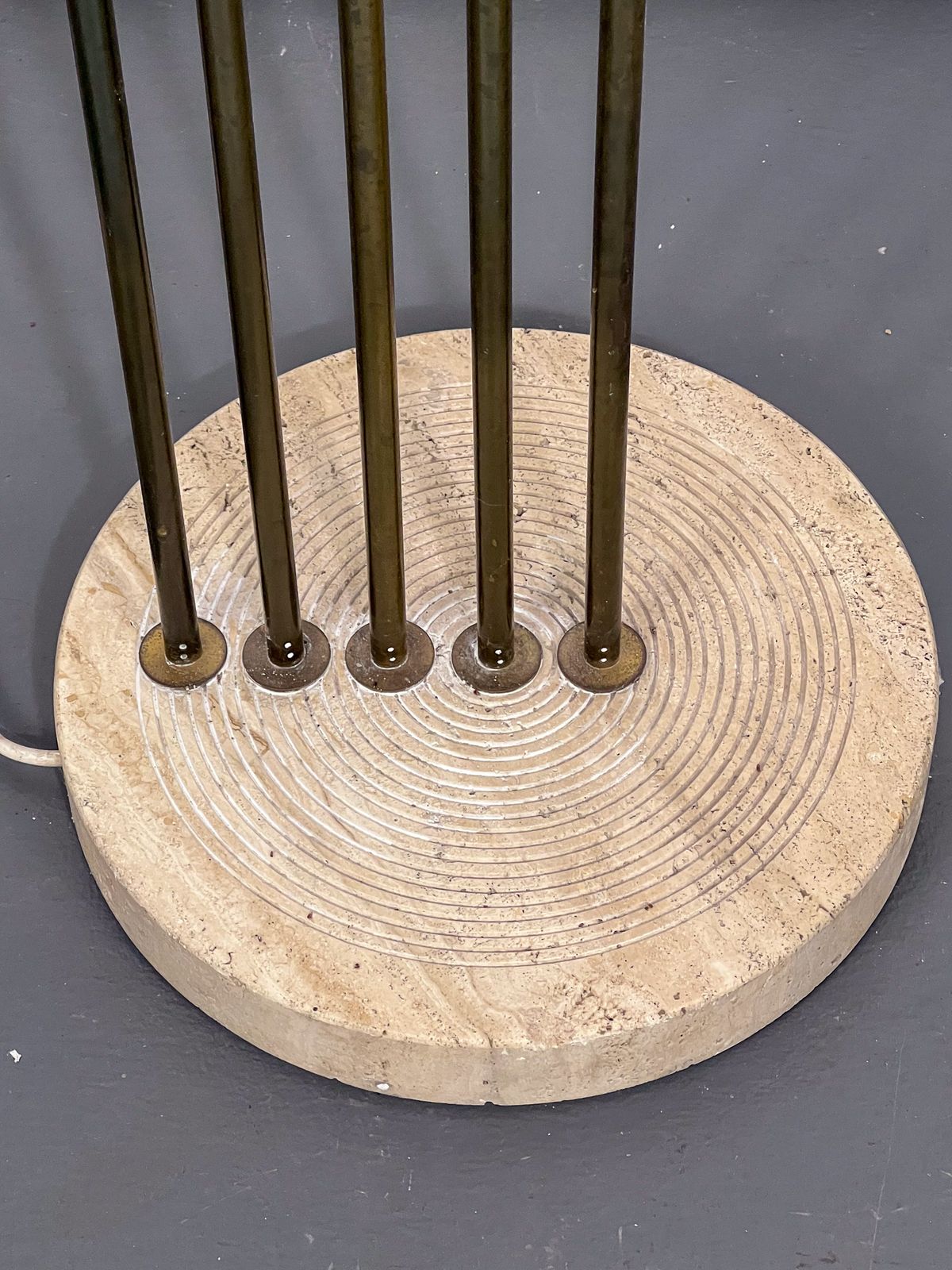 Goffredo Reggiani Attributed. Floor Lamp In Brass And Travertine. Italy 1960s photo buy