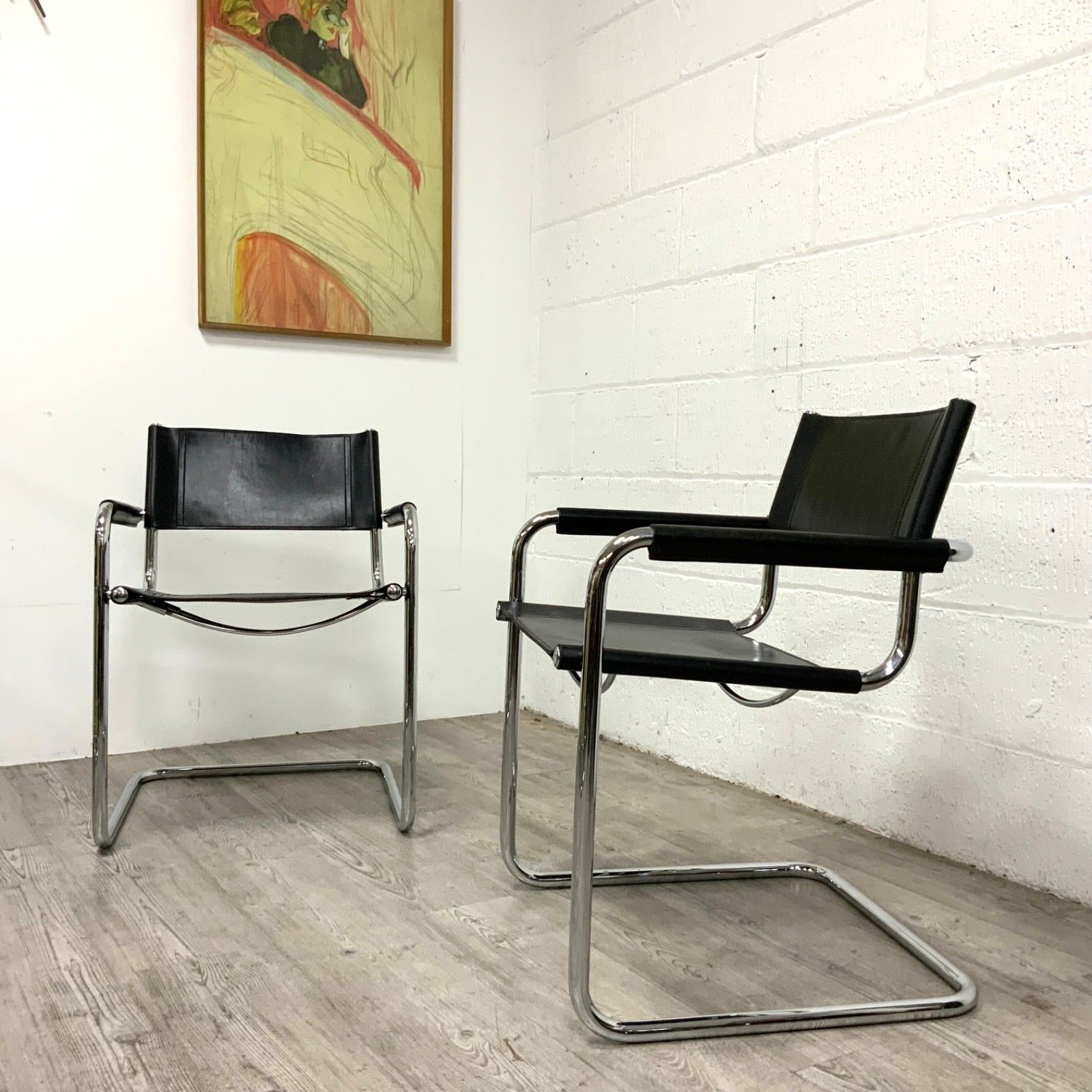 A Pair Of Original Fasem S34 Mart Stam Marcel Breuer Dining Office Chair  Dated 1986