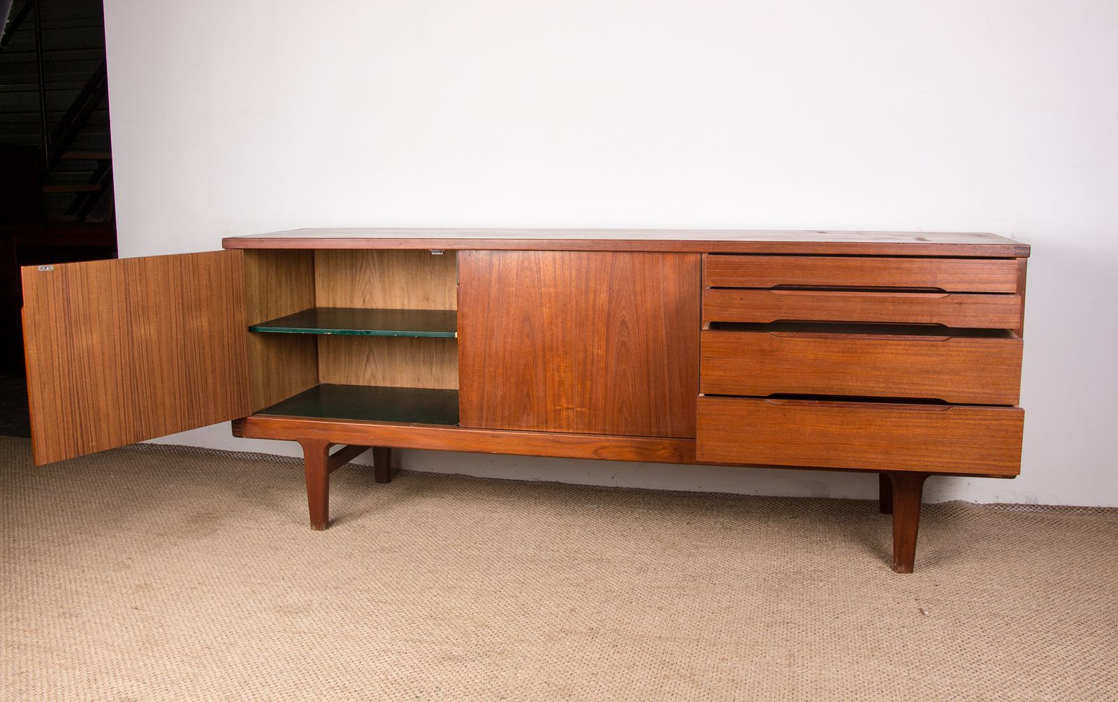 2750.0 Danish Brutalist Style Sideboard In Solid Teak By Henning Kjaernulf For Vejle Stole 1960. photo