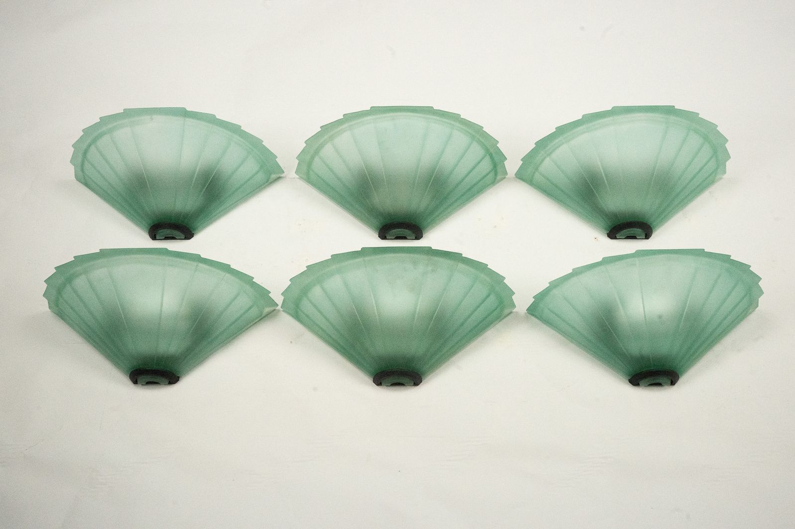 Set Of Six De Majo Sconces In Thick Green Murano Glass. Italy 1980s photo 3120.0