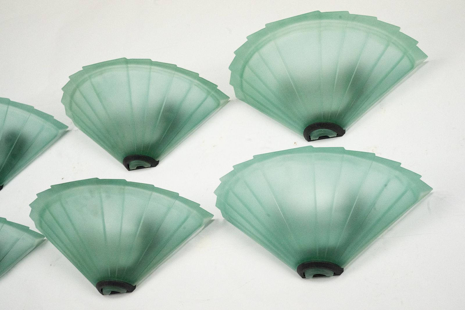Lighting Set Of Six De Majo Sconces In Thick Green Murano Glass. Italy 1980s photo