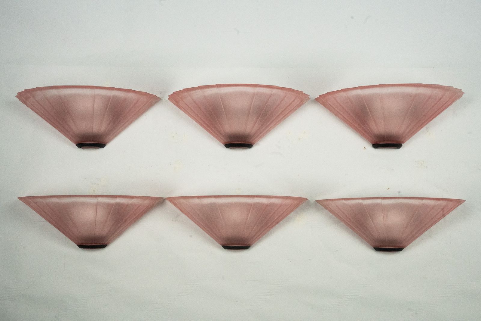 Set Of Six De Majo Sconces In Thick Pink Murano Glass. Italy 1980s photo vintage