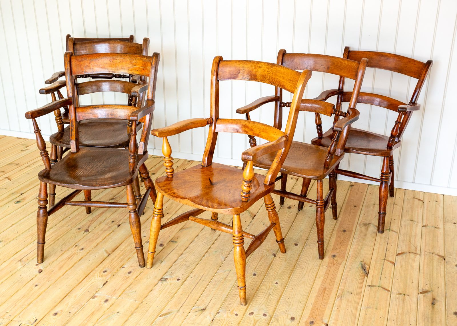 photo for sale Antique Blonde Windsor Chair Satin Birch Country Bar Back Oxford Armchair 1850 Farmhouse Country House Victoria.N