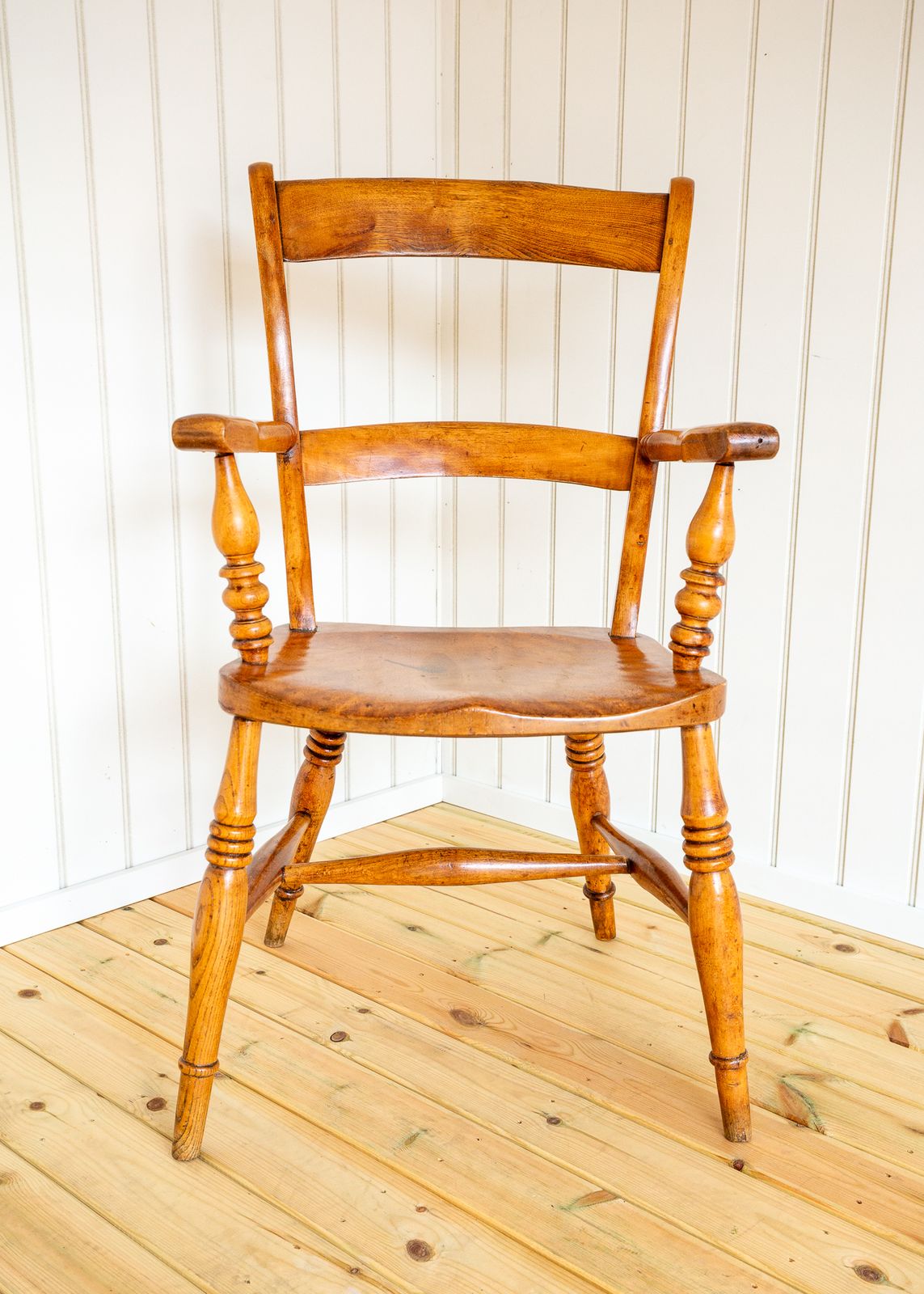 Antique Blonde Windsor Chair Satin Birch Country Bar Back Oxford Armchair 1850 Farmhouse Country House Victoria.N photo for sale