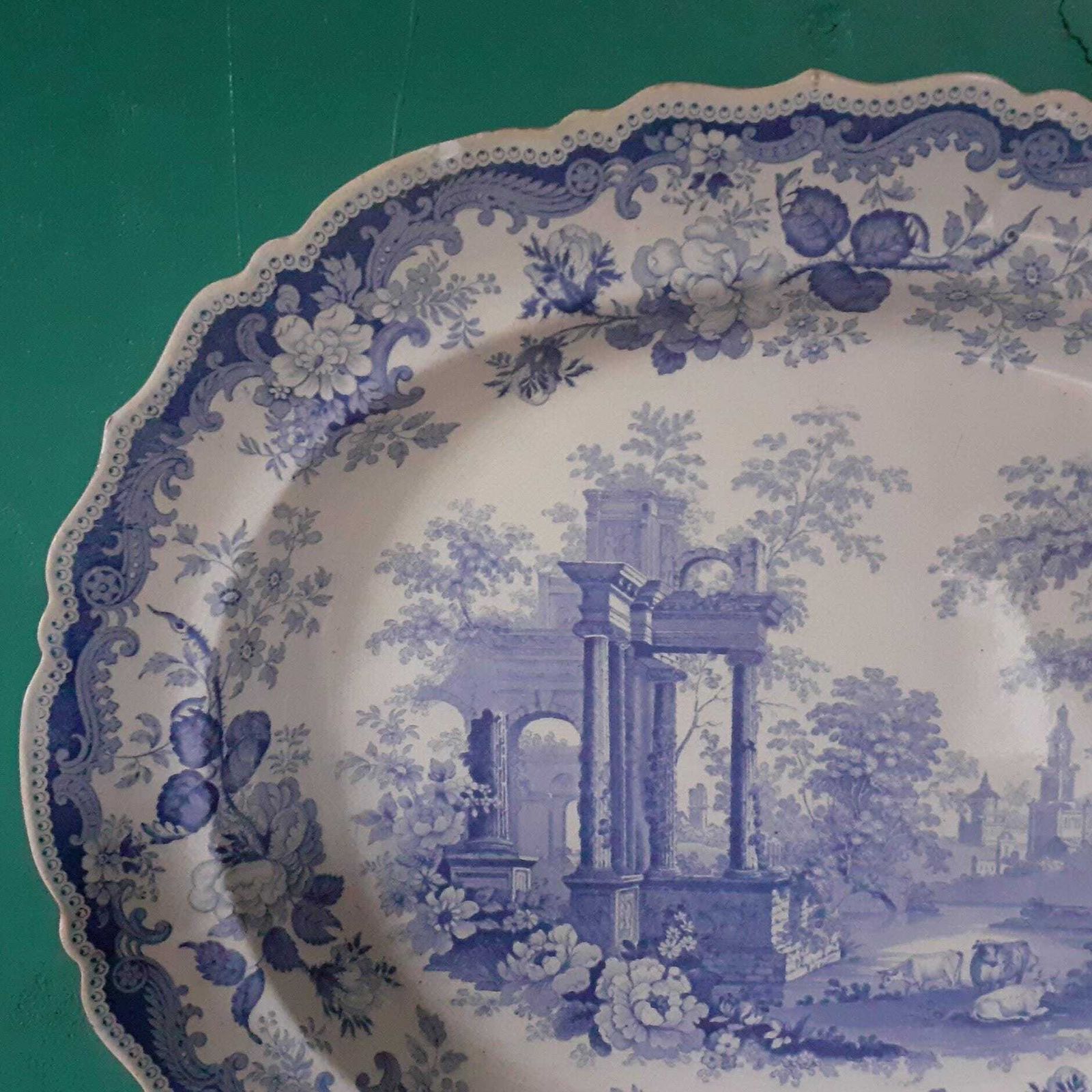 Early Victorian Blue And White Platter   John Rogers & Sons   "Athens" Pattern C1830 photo Home Decor