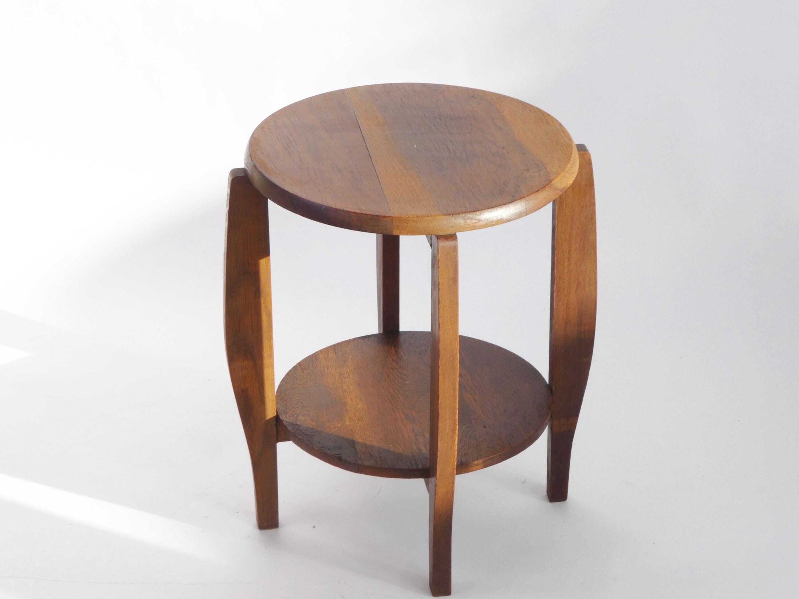 Antique Art Deco Two Tiered Oak Side Table, Amsterdam School Plant Stand photo furniture