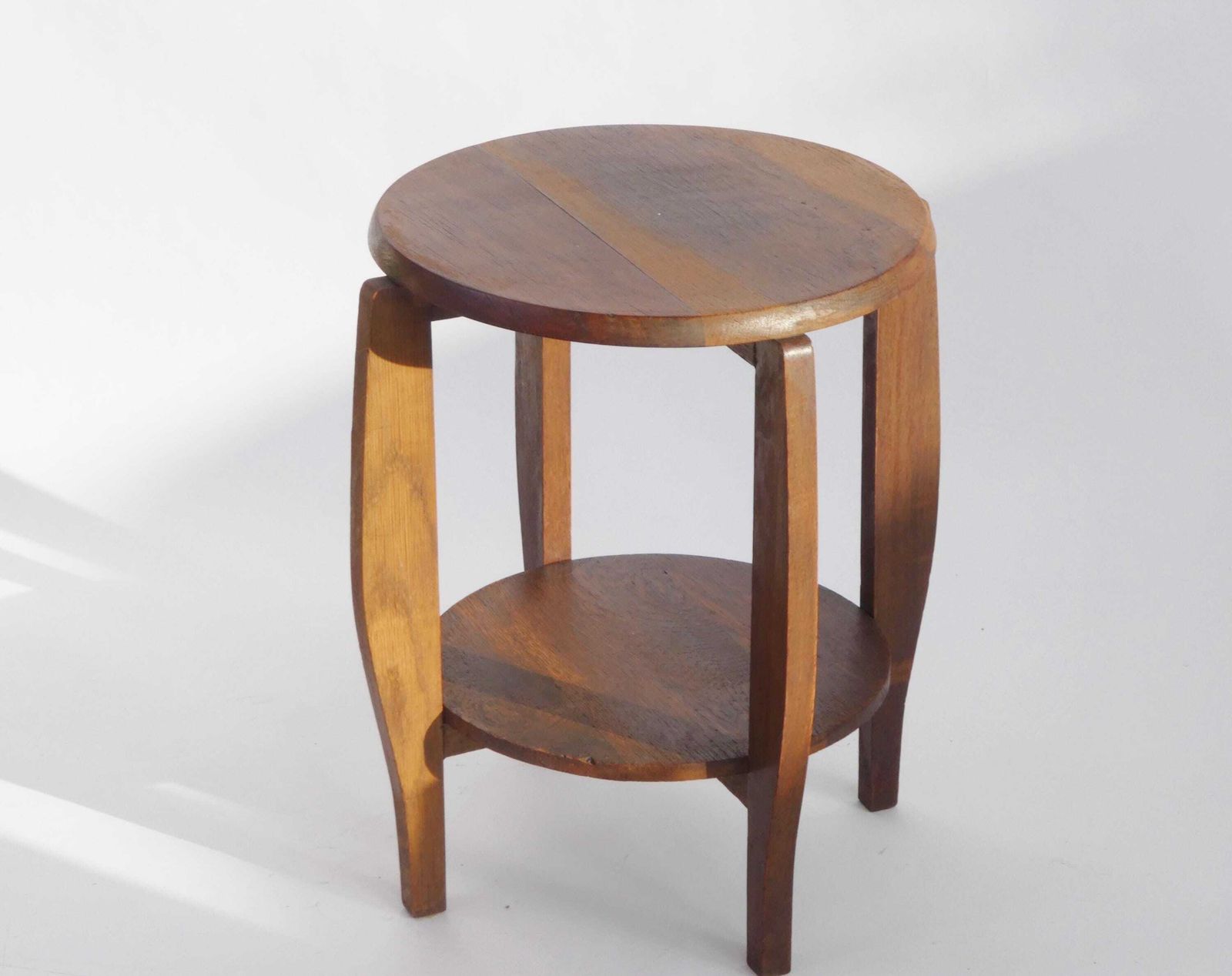 Antique Art Deco Two Tiered Oak Side Table, Amsterdam School Plant Stand photo buy