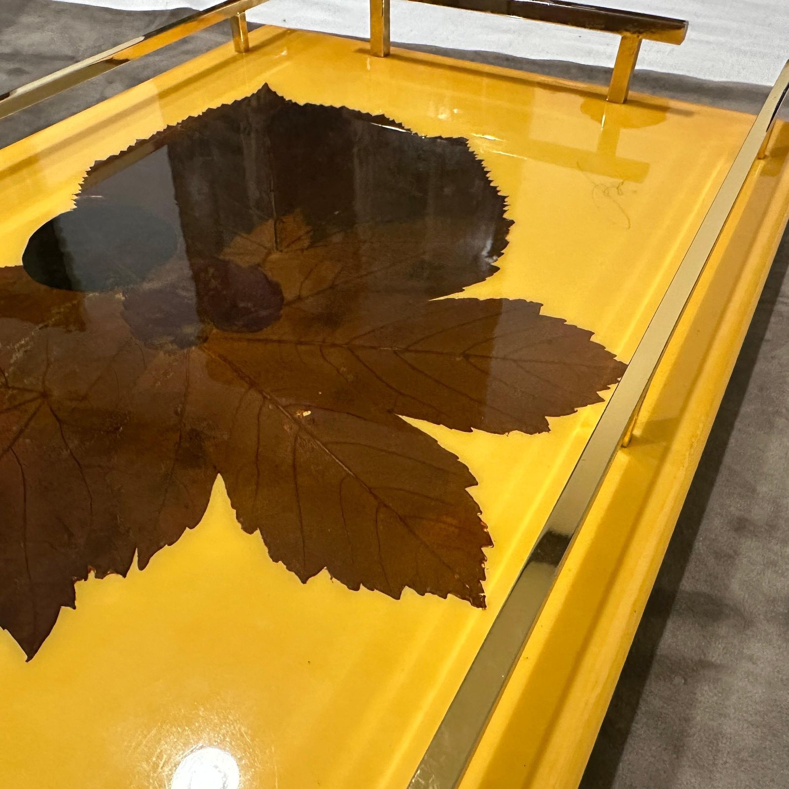 photo furniture 1960s Mid Century Modern Lacquered Wood And Brass Italian Serving Tray