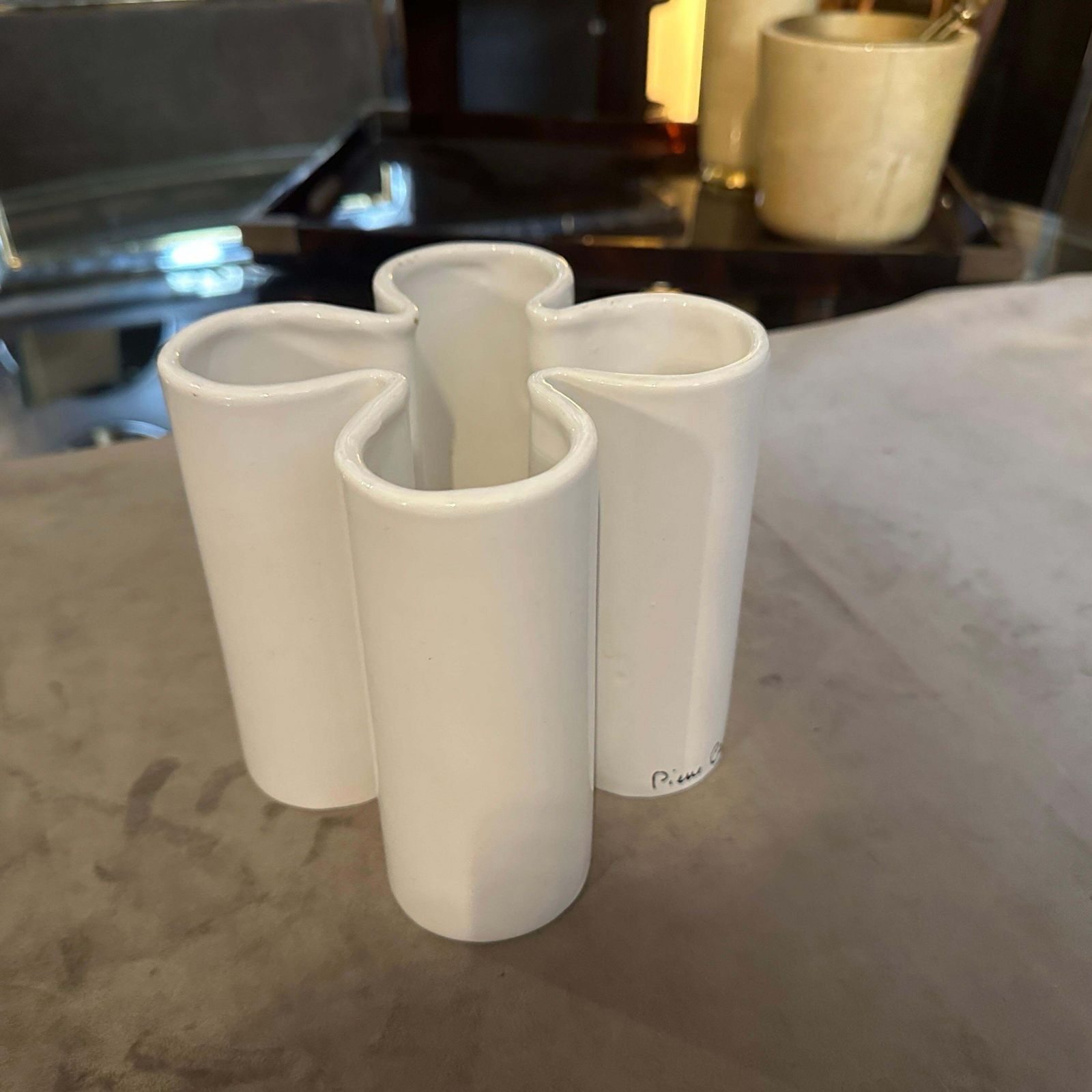 photo furniture 1970s Mid Century Modern White Ceramic Vase By Pierre Cardin