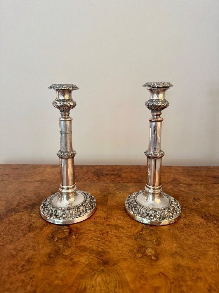 Magnificent Quality Pair Of Georgian Telescopic Candlesticks