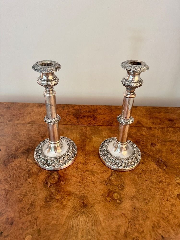 Magnificent Quality Pair Of Georgian Telescopic Candlesticks photo vinterior