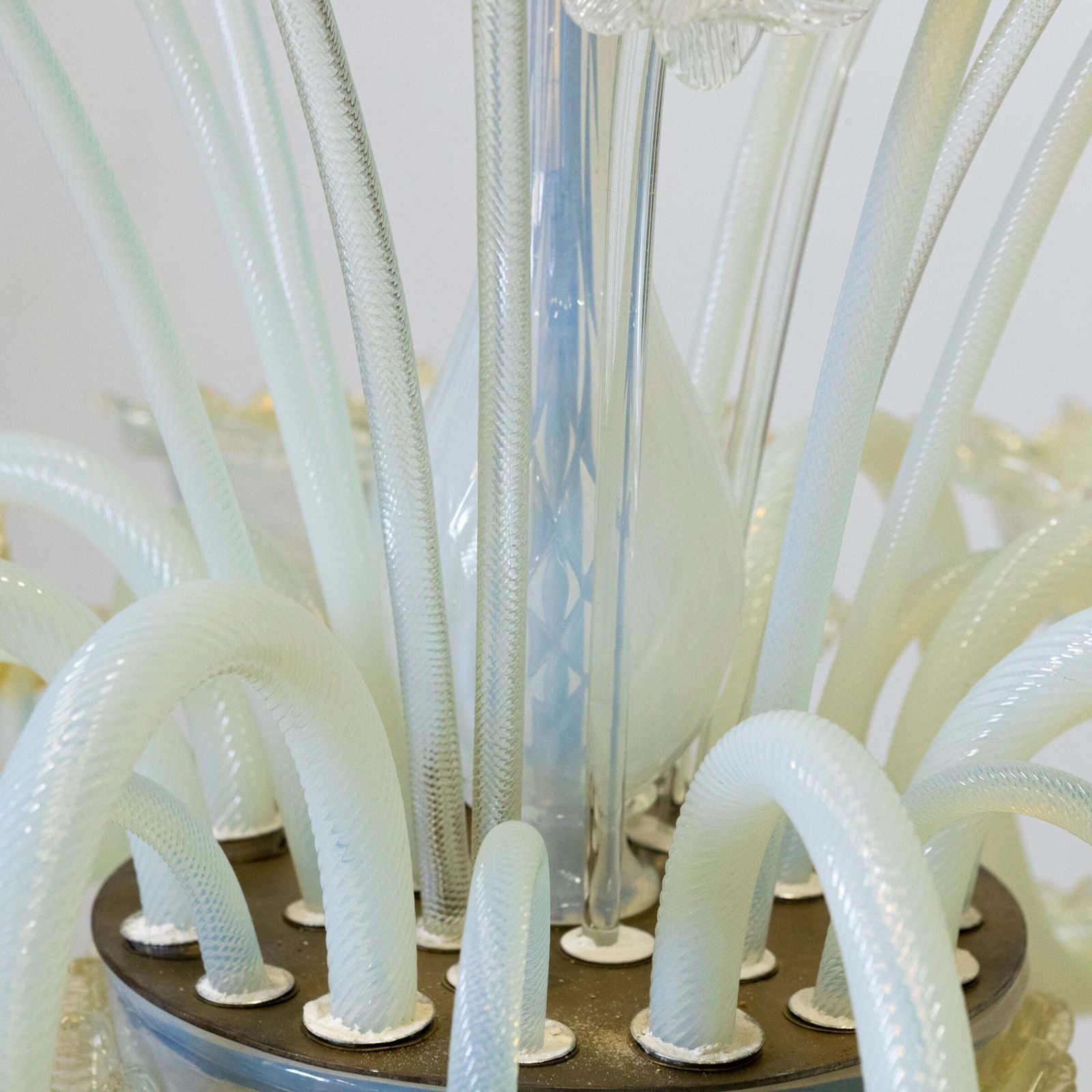 Large Murano Glass White & Gold Chandelier | Floral Venetian Light photo furniture