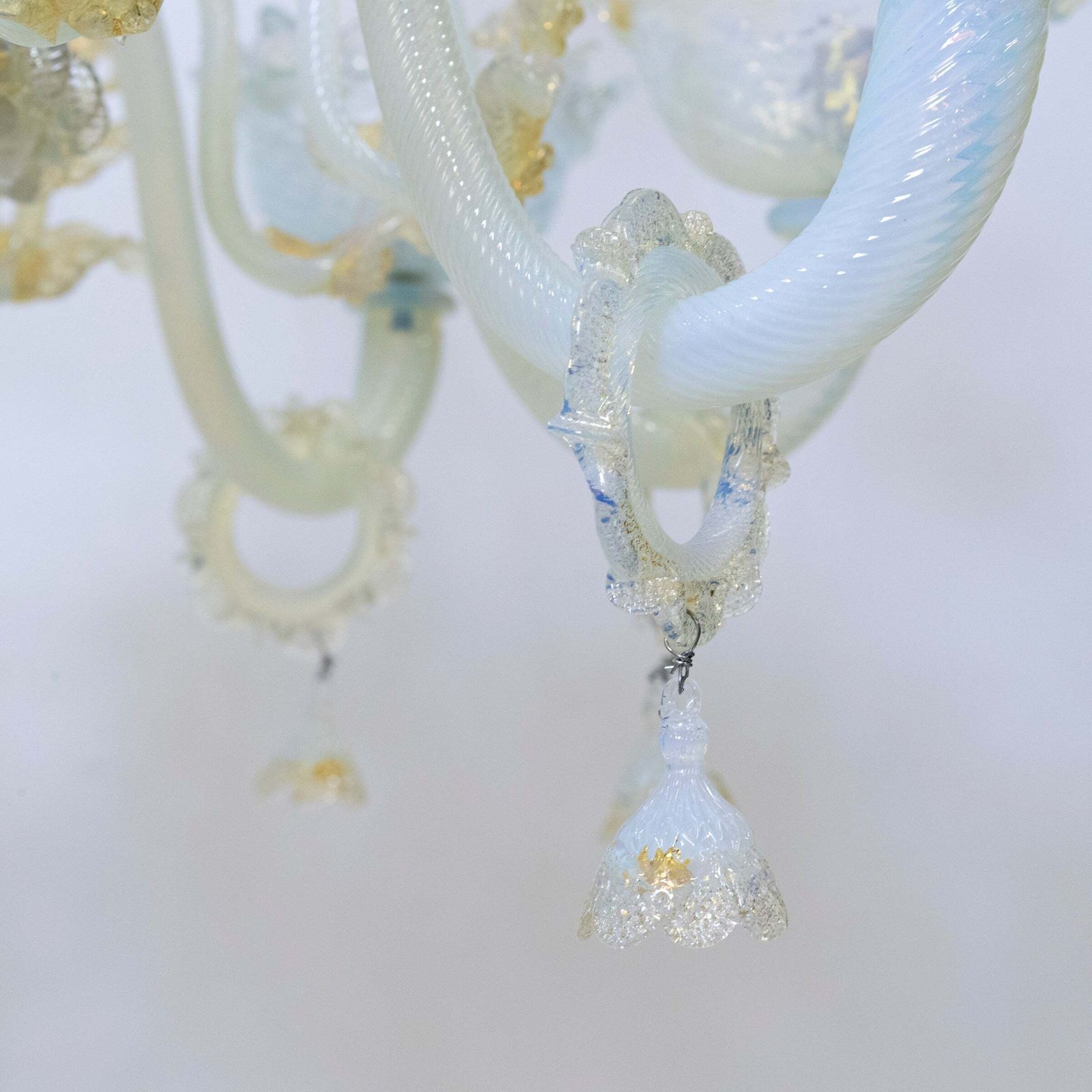 3500.0 Large Murano Glass White & Gold Chandelier | Floral Venetian Light photo