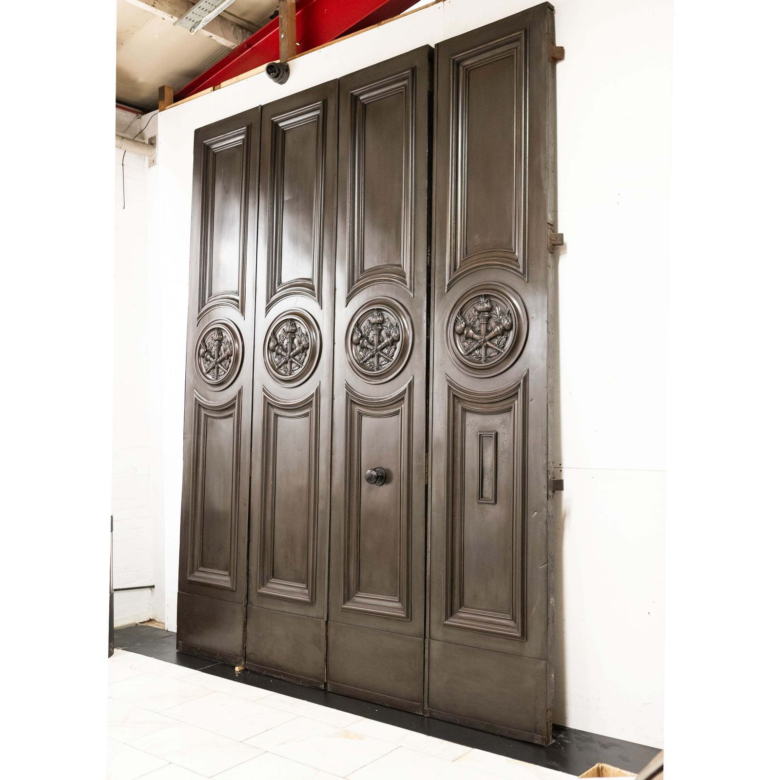 Monumental Bronze And Mahogany Entranceway Doors photo vinterior