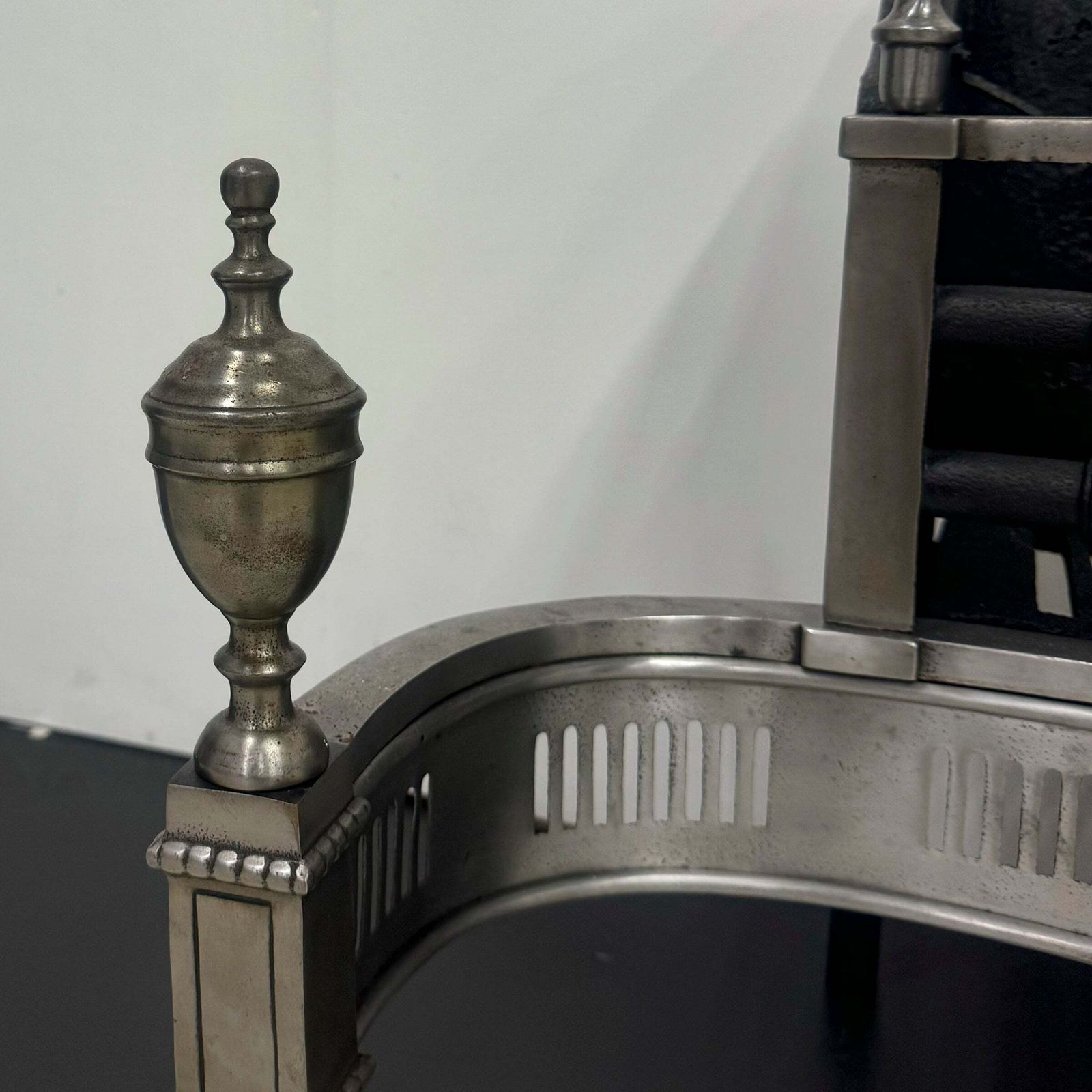 Neoclassical Cast Iron And Polished Steel Firebasket photo furniture