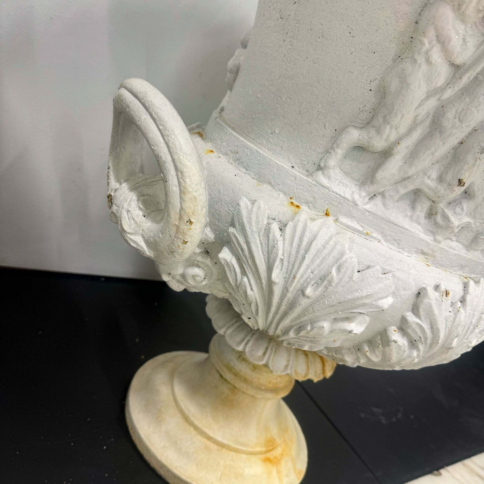 2800.0 Pair Of Antique Campaign Cast Iron Urns photo