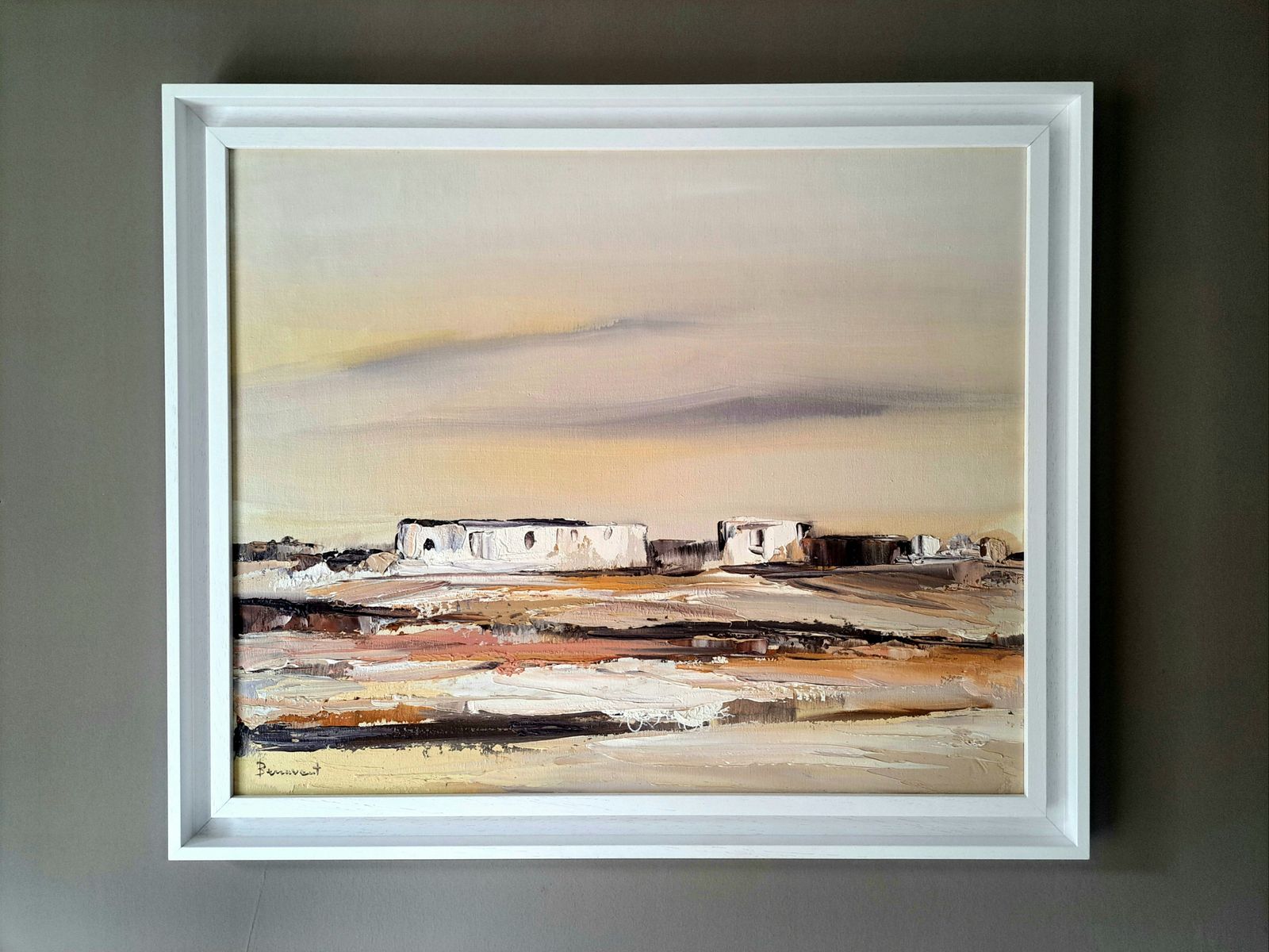 Oil Painting Of An Abstract Landscape | Custom Frame | 20th Century photo furniture