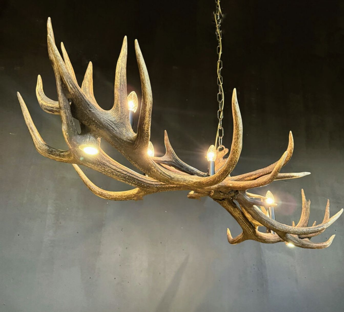 Vintage Rustic Antler Chandelier Pendant Lamp Delivery Available photo 2995.0