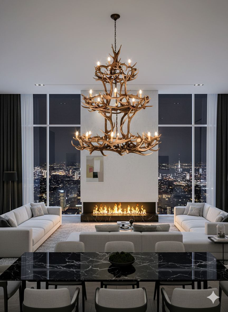 Vintage 3 Tier Antler Chandelier  Delivery Available 0252. photo furniture