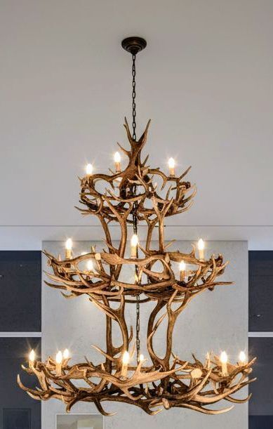 Vintage 3 Tier Antler Chandelier  Delivery Available 0252. photo Lighting