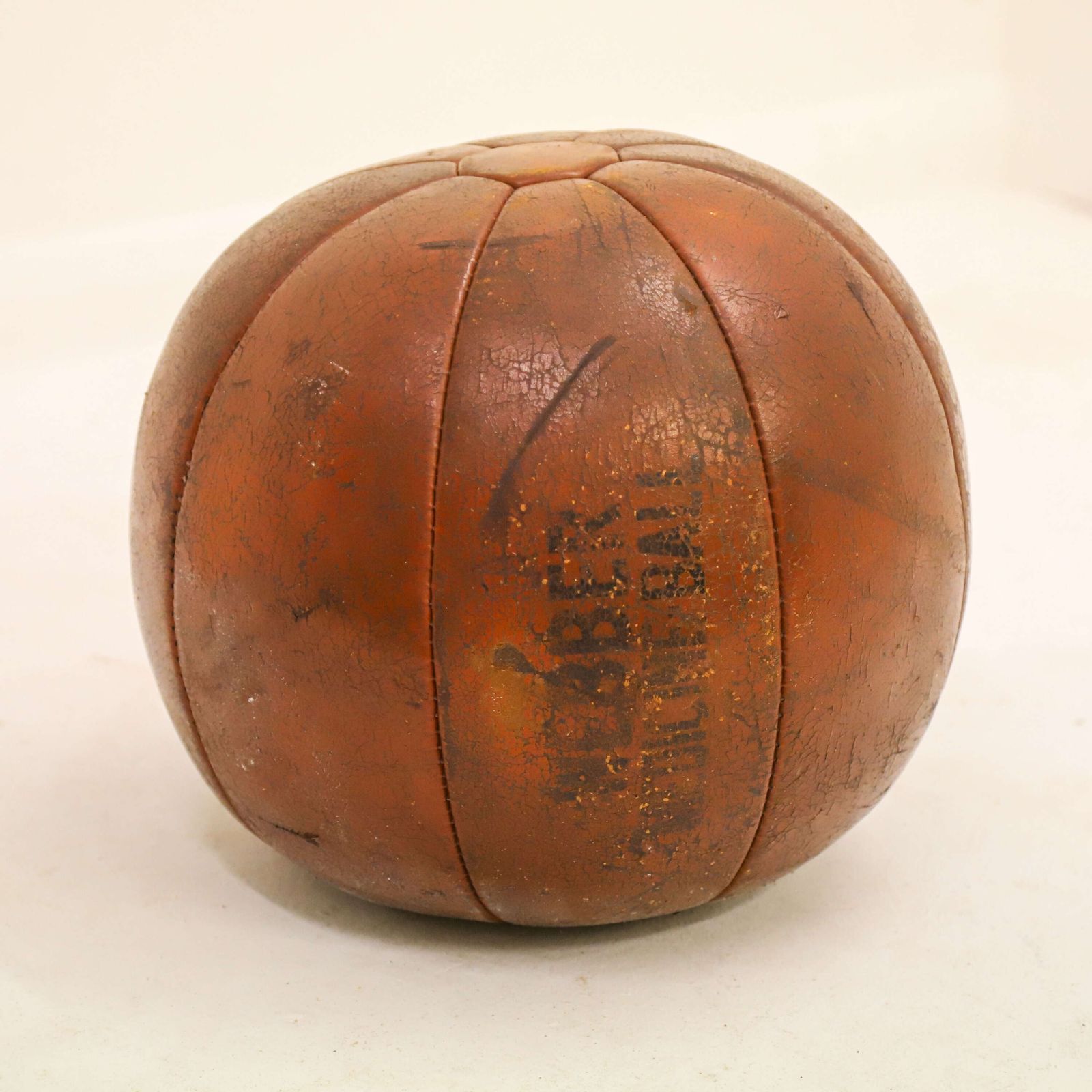 Interwar Period Vintage Leather Webber Medicine Ball Sand Filled/Stitched Panels photo furniture