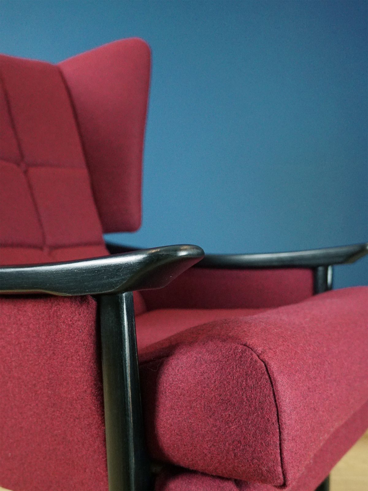 1960s Restored Wingback Chair In Pure Abbotsford Wool – One Of A Kind photo furniture
