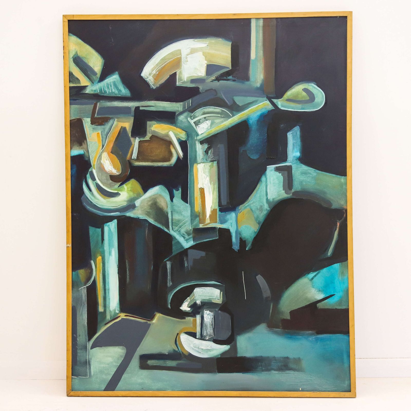 Large Brutalist‑Style Abstract Oil On Canvas   Mid To Late 20th Century photo furniture