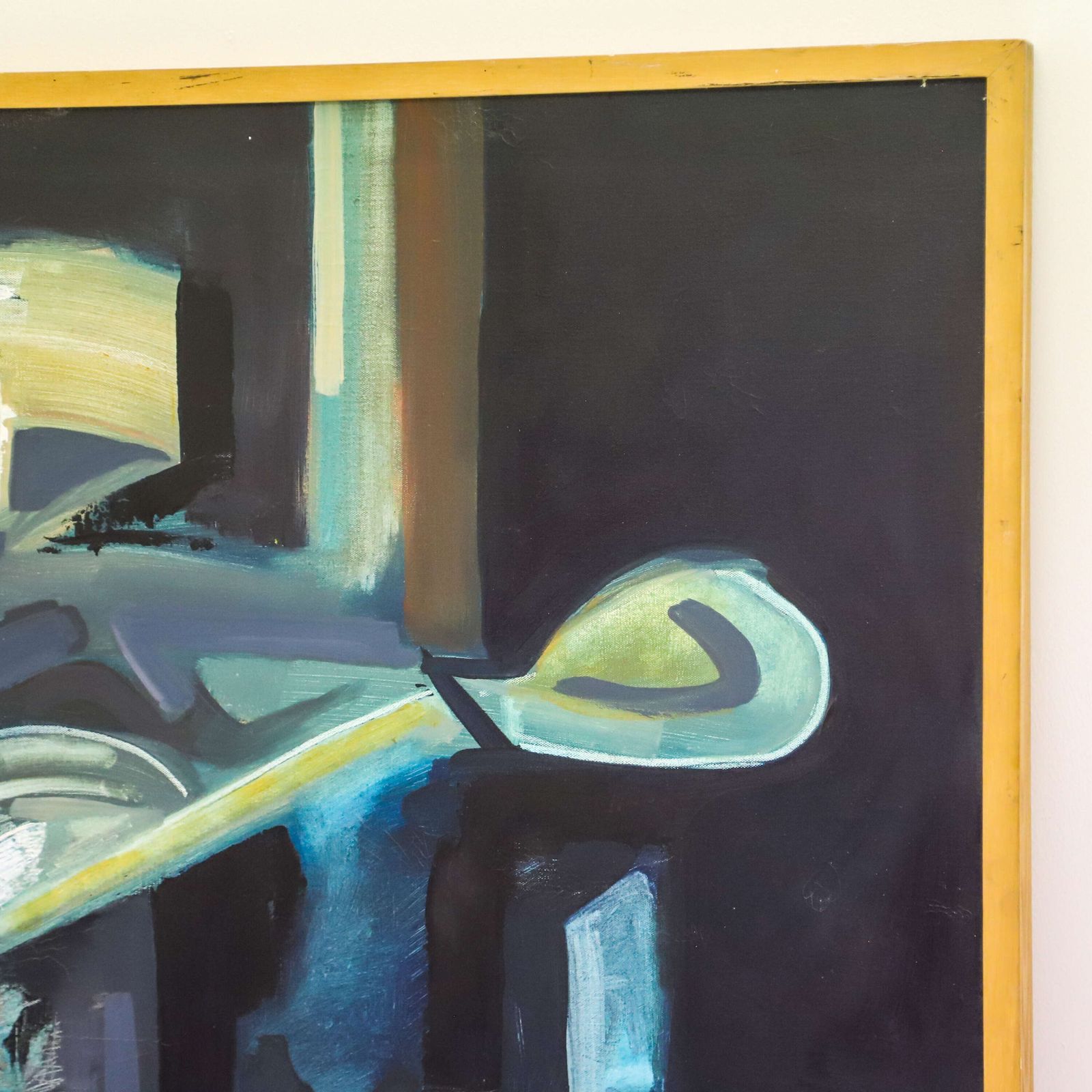 Large Brutalist‑Style Abstract Oil On Canvas   Mid To Late 20th Century photo for sale