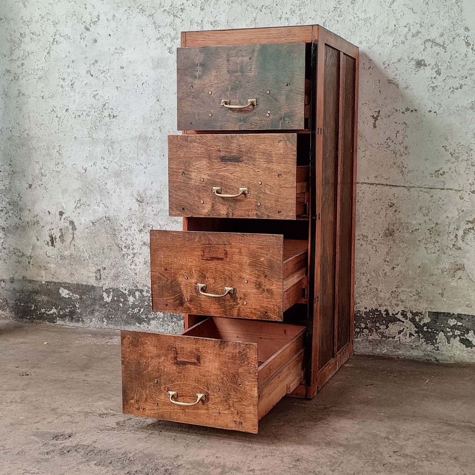 Vintage Wooden Filing Cabinet, Mid 20th Century
