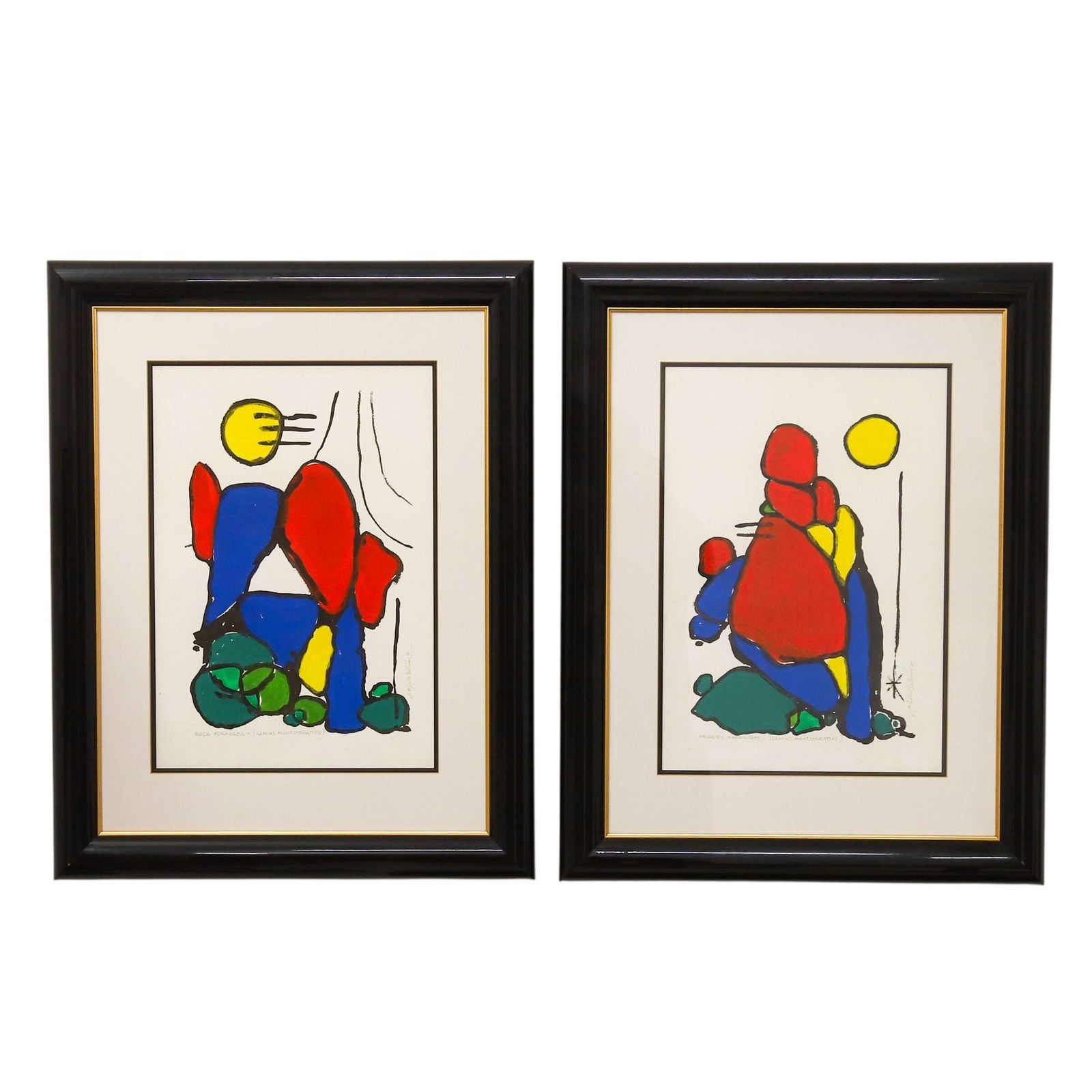 Pair Of Contemporary Spanish Paintings In The Style Of Joan Miro