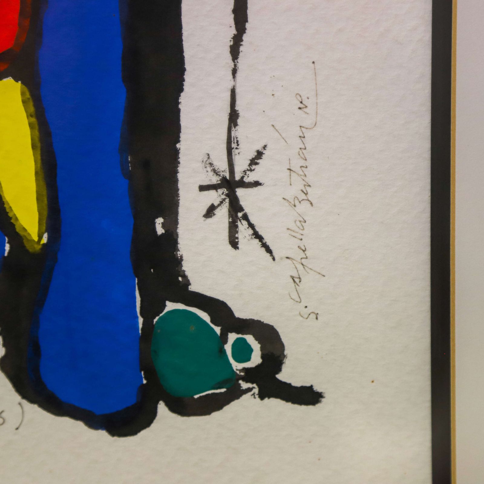 Pair Of Contemporary Spanish Paintings In The Style Of Joan Miro photo vintage