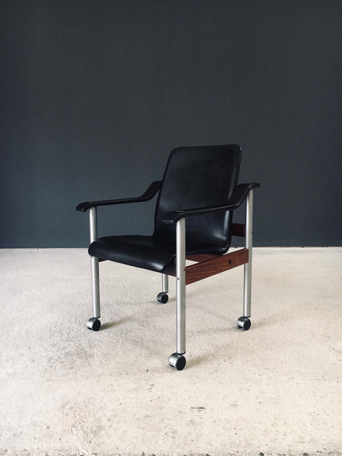 Mid Century Modern Scandinavische Design Bureaustoel Van Dyrlund, Denemarken, Ca. Jaren 1960