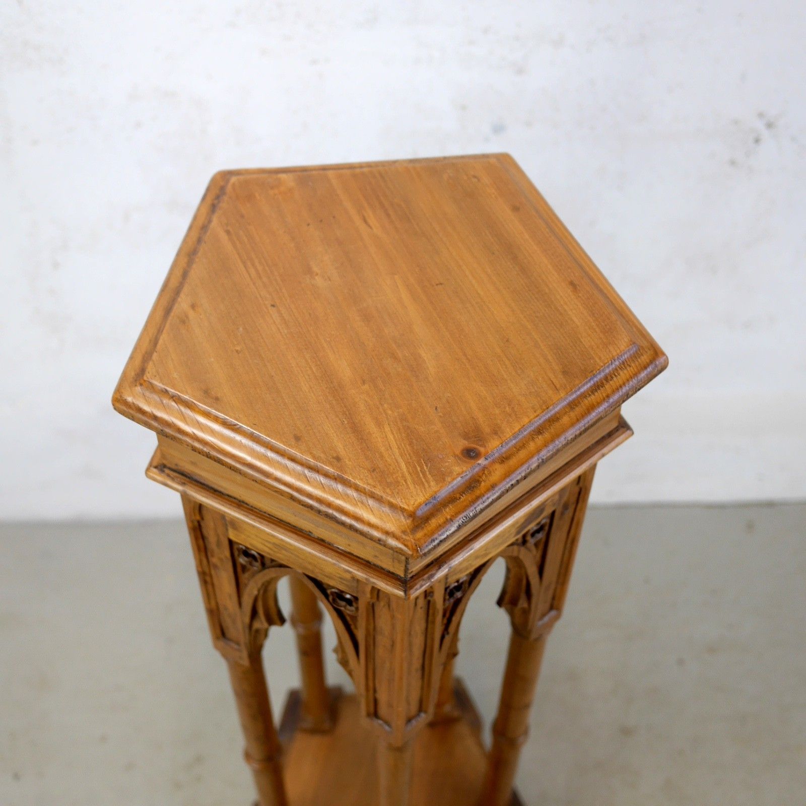 Tall Gothic Church Antique Pine Lamp Plant Columns Pedestal Stand  #102991 photo 340.0