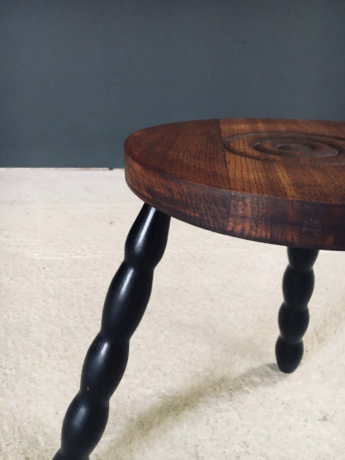 photo furniture 1940's French Design Bobbin Tripod Stool