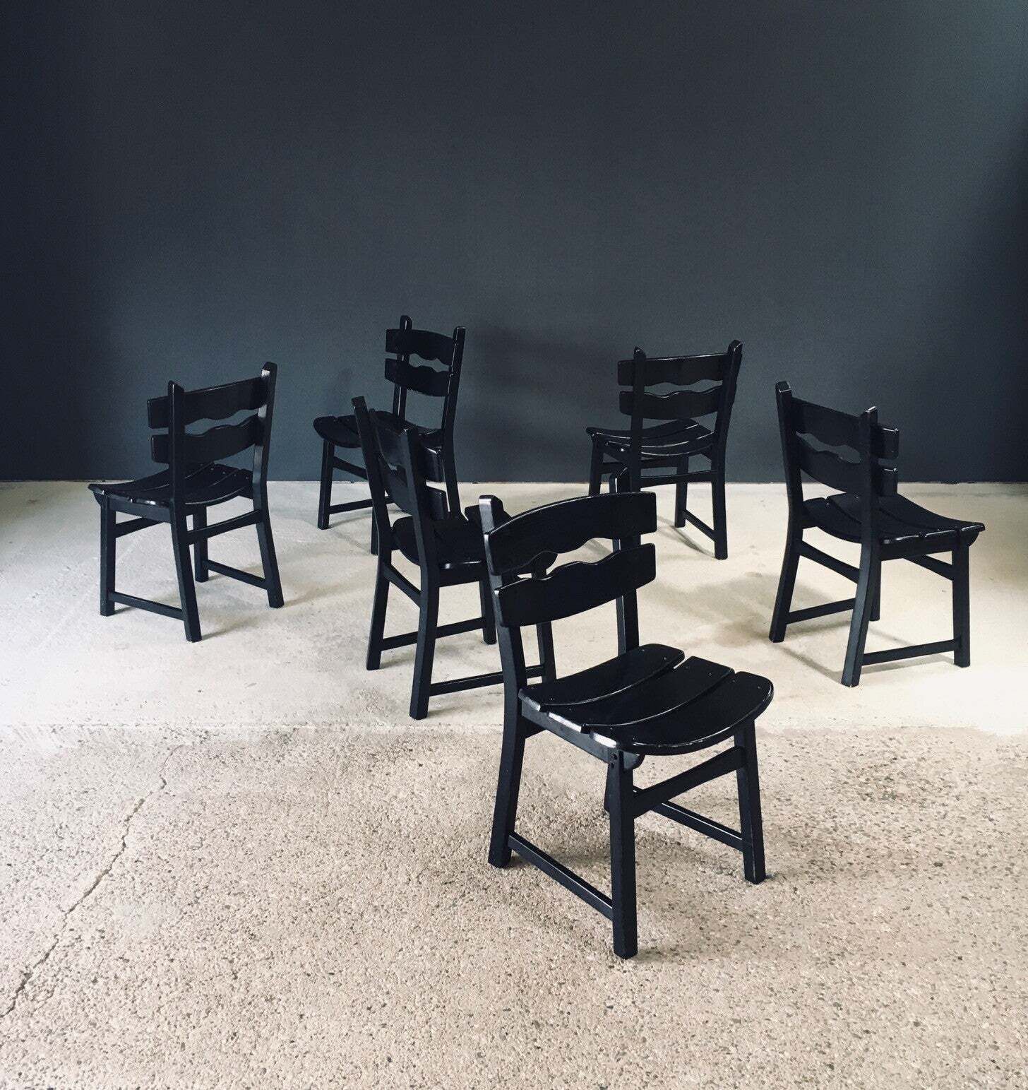 Brutalist Design Dining Chairs By Dittmann For Awa Radbound, Netherlands 1970's